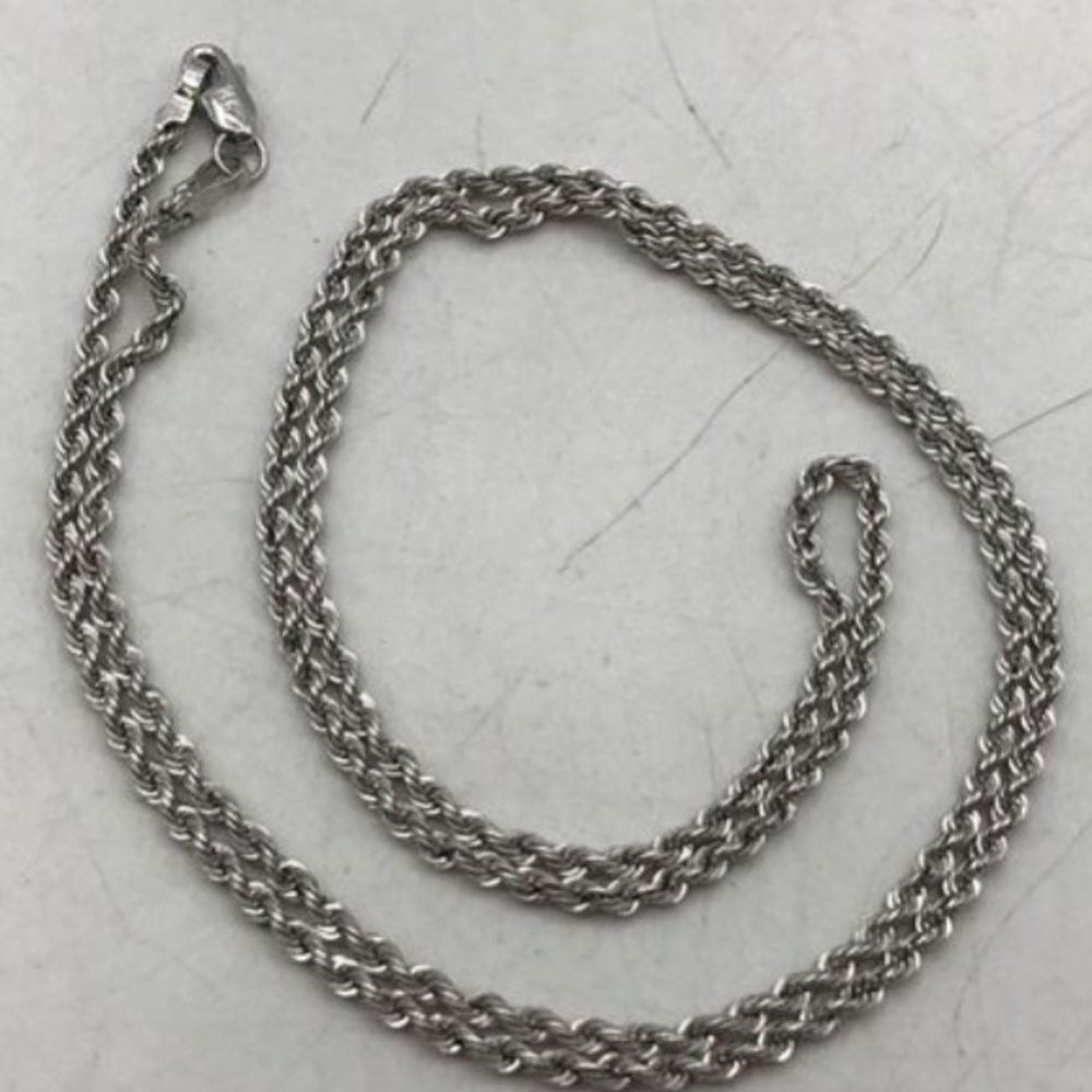 Solid 14K White Gold Rope Chain - Picture 2 of 10